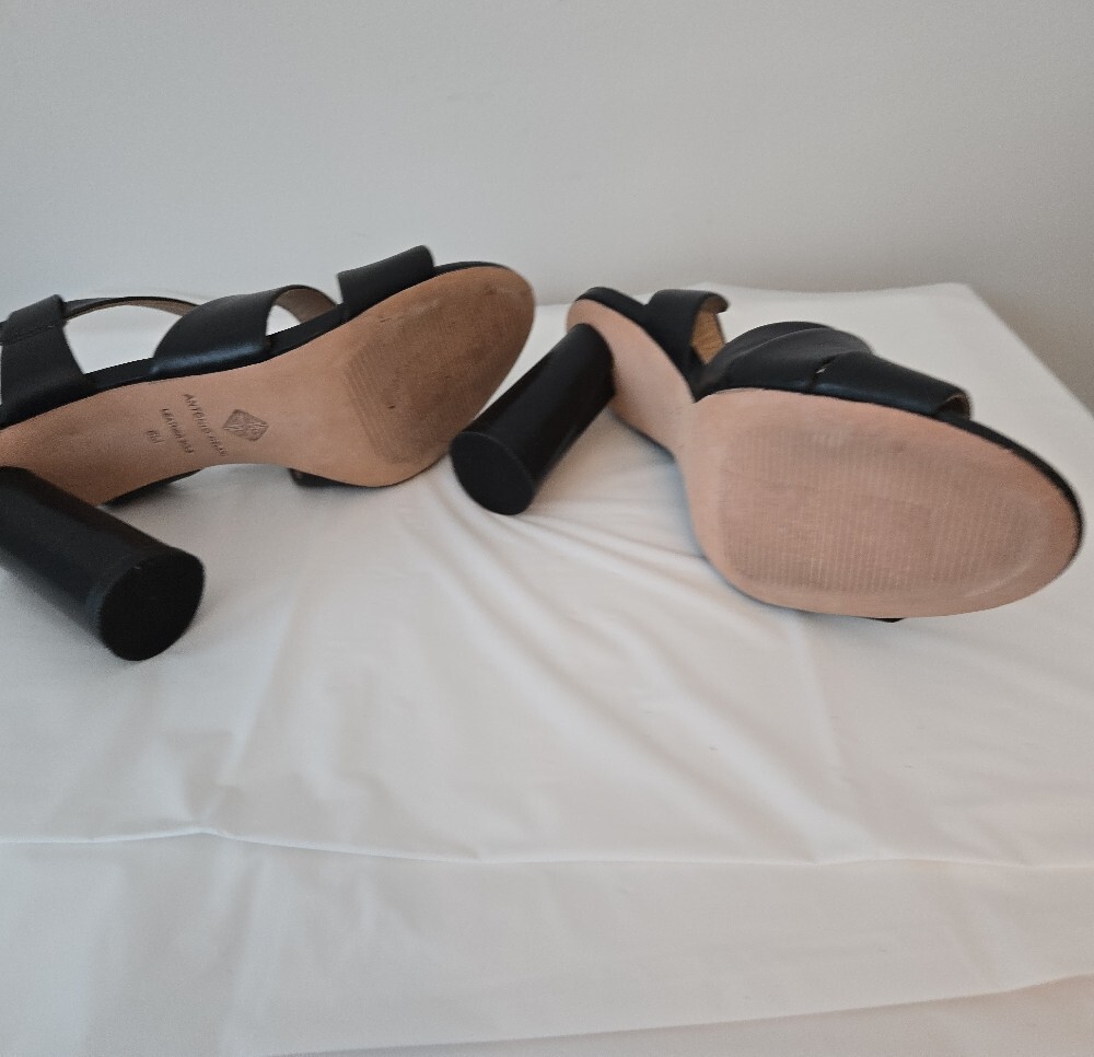 Antonio Melani Black Leather Crisscross Sandals – Size 6, 2.5–3" Heel - Picture 6 of 10